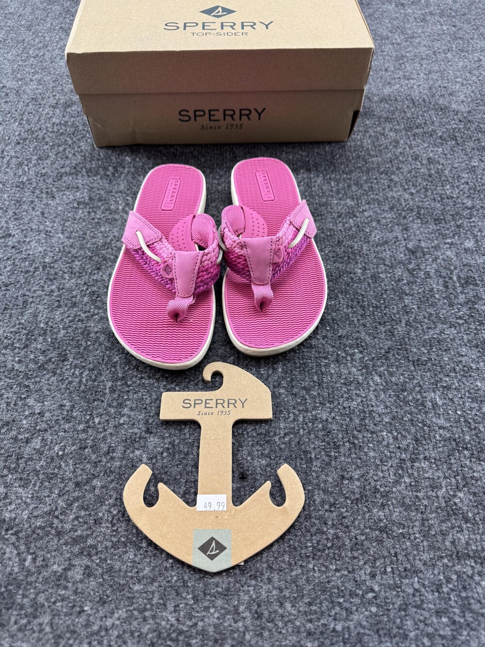 Sperry Shoes Womens Size 5 Pink Parrotfish Flip Flop Sandals Comfort Non Slip